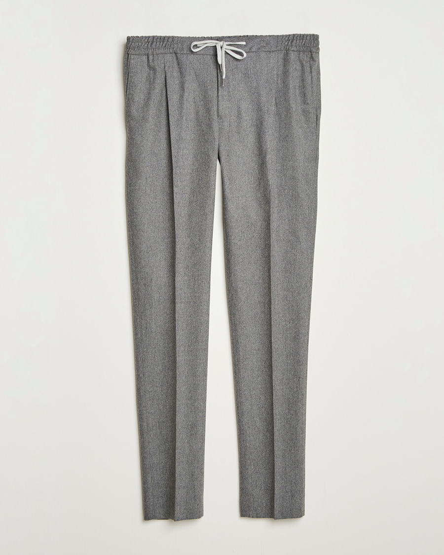Uomini | Pantaloni | PT01 | Slim Fit Wool/Cashmere Drawstring Trousers Grey Melange