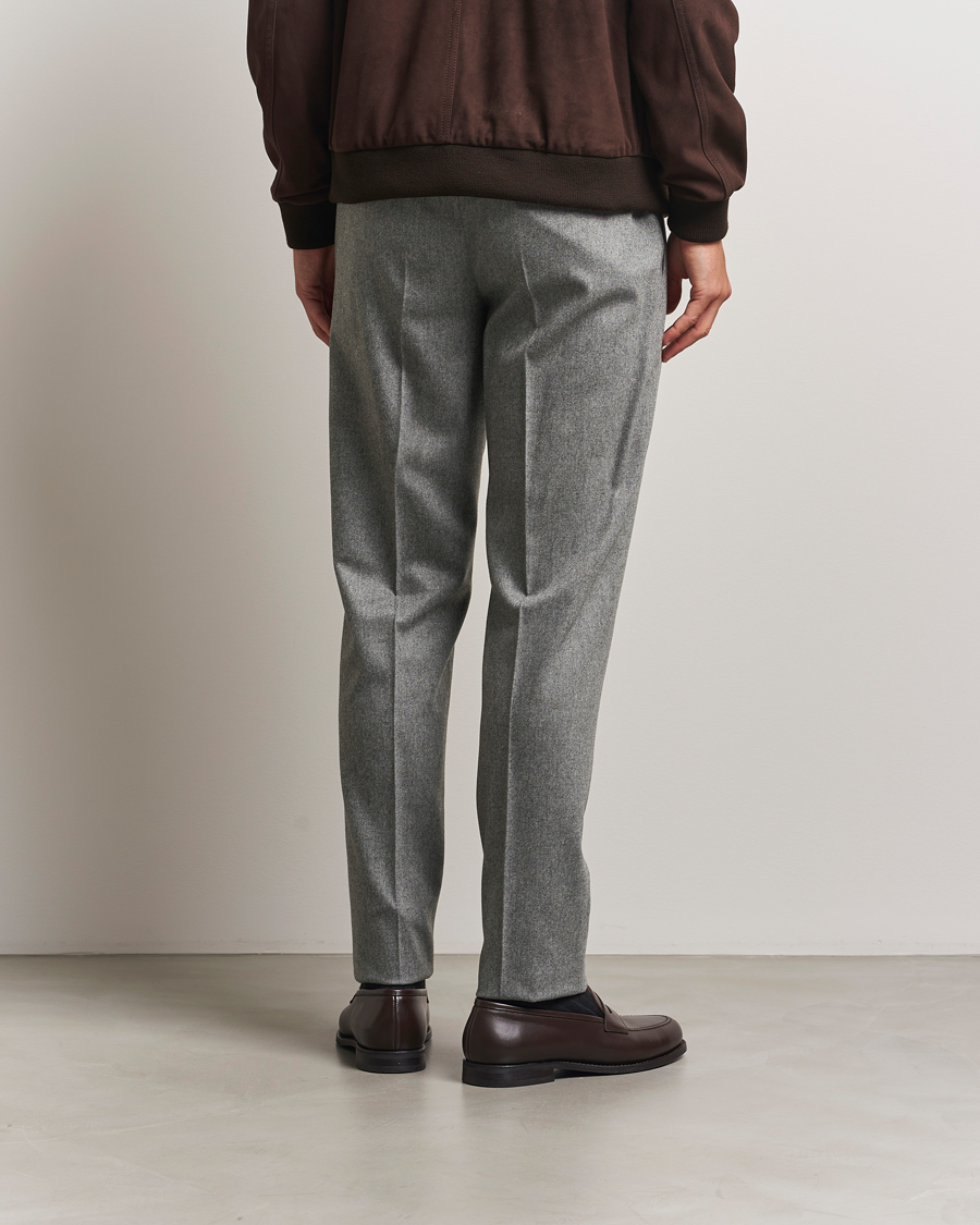 Uomini | Pantaloni | PT01 | Slim Fit Wool/Cashmere Drawstring Trousers Grey Melange