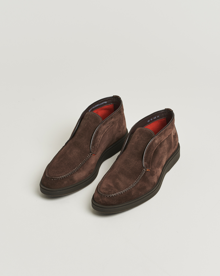 Uomini | Stivali | Santoni | Detroit Chukka Boots Dark Brown Suede