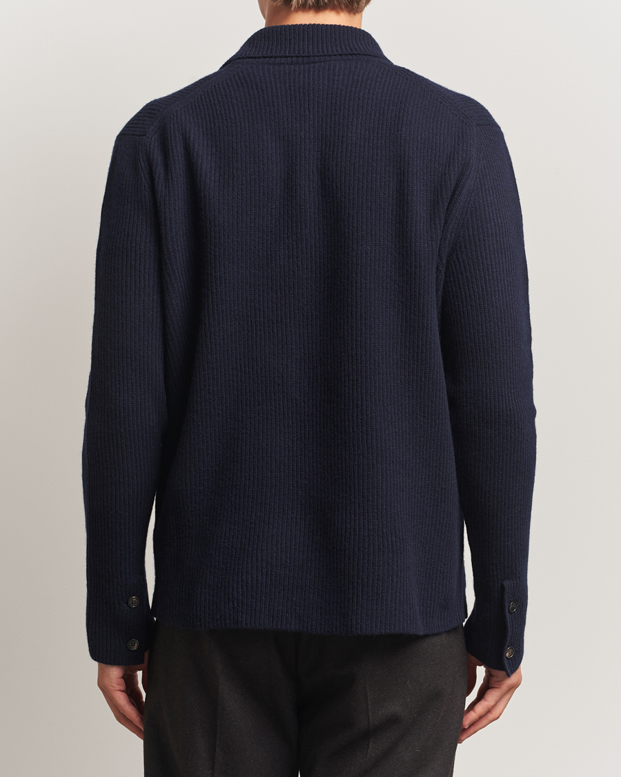 Uomini | Maglieria | Zanone | Rib Wool Cardigan Jacket Navy