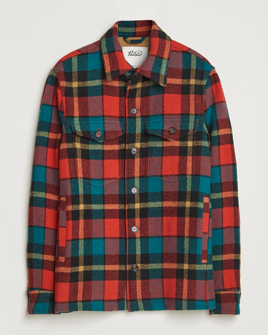 Uomini | Giacche | Valstar | Wool Plaid Shirt Jacket Black/Red