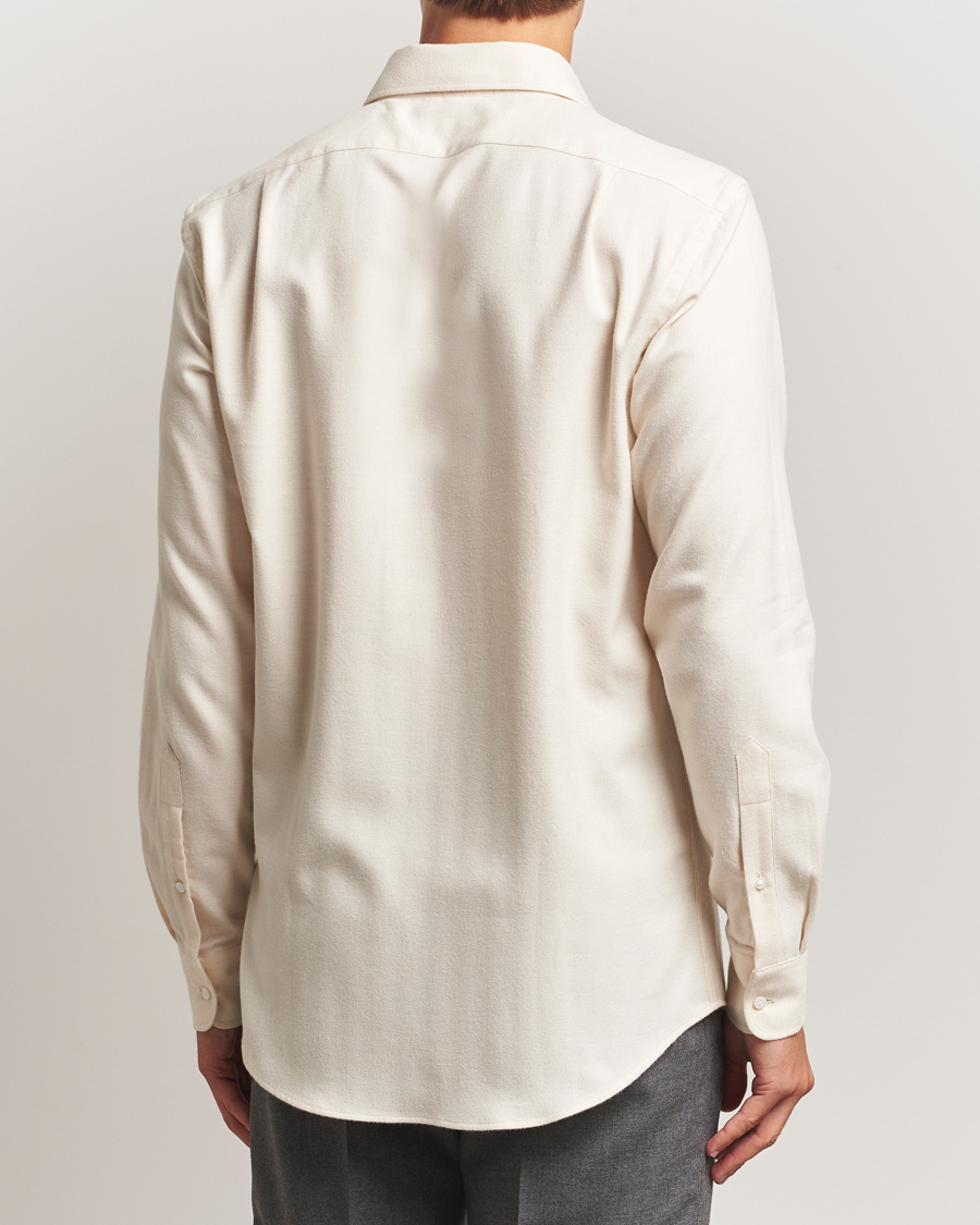 Uomini | Camicie | Ralph Lauren Purple Label | Cotton Flannel Shirt Cream Melange