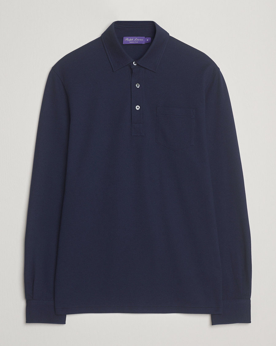 Uomini | Polo | Ralph Lauren Purple Label | Long Sleeve Polo Shirt Navy