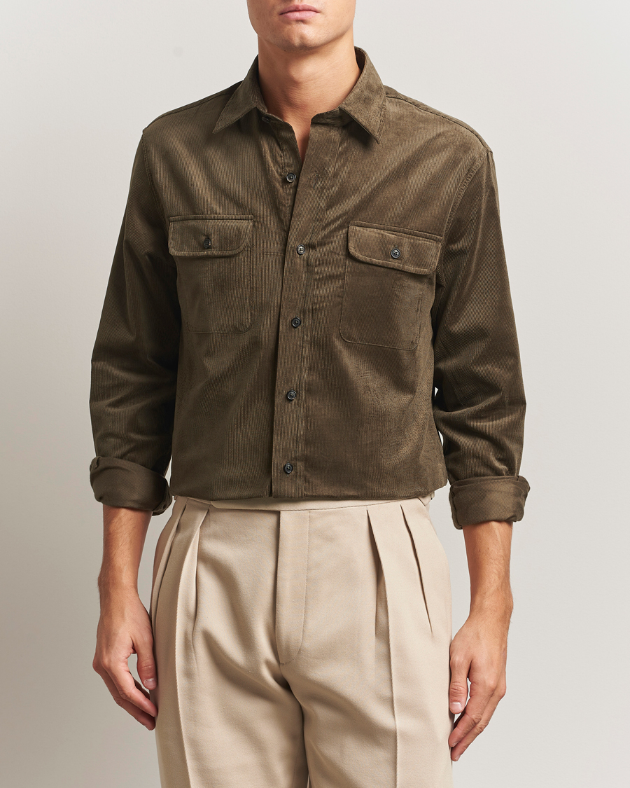 Uomini | Camicie | Ralph Lauren Purple Label | Corduroy Overshirt Loden
