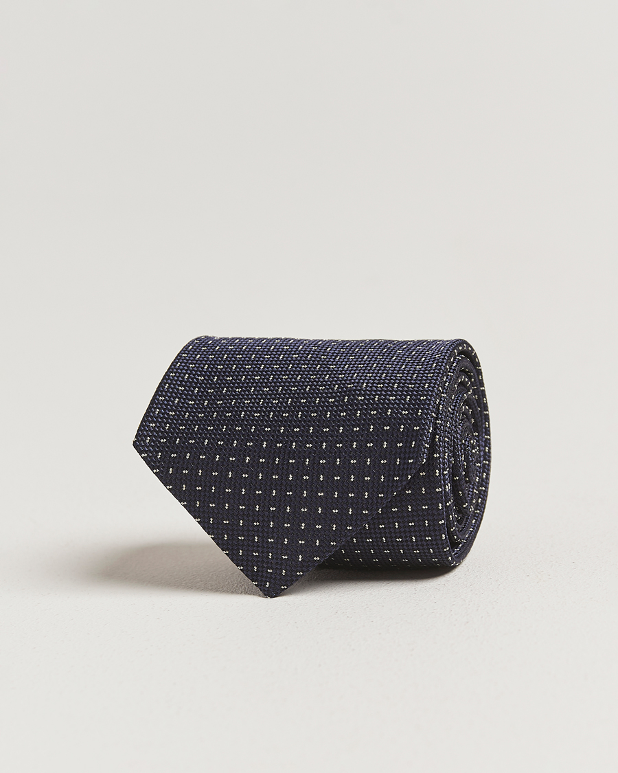 Uomini | Ralph Lauren Purple Label Silk Jacquard Tie Navy/White | Ralph Lauren Purple Label | Silk Jacquard Tie Navy/White
