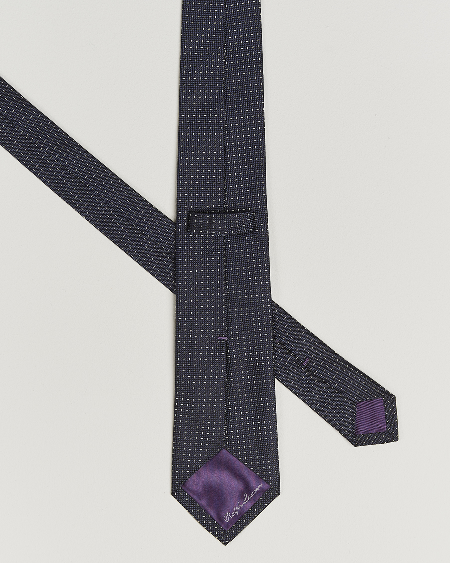 Uomini | Ralph Lauren Purple Label Silk Jacquard Tie Navy/White | Ralph Lauren Purple Label | Silk Jacquard Tie Navy/White