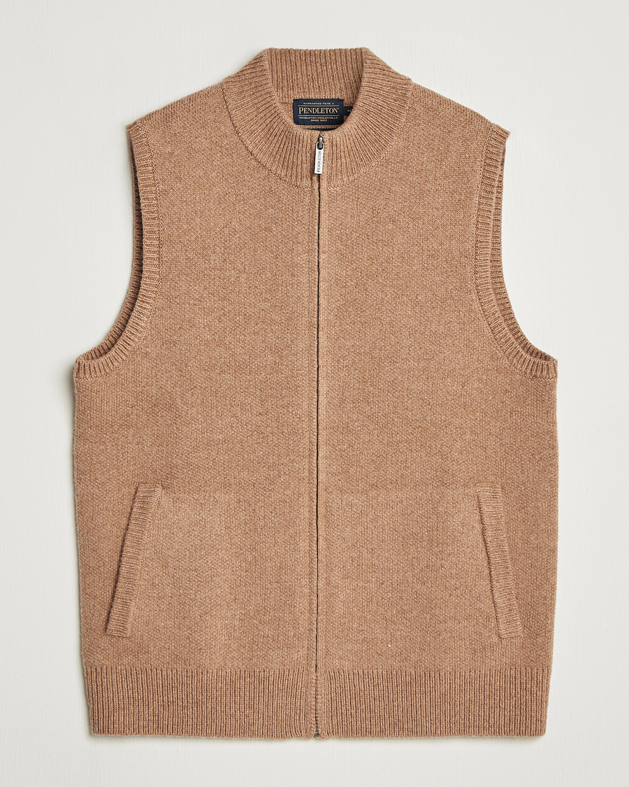Uomini | Maglieria | Pendleton | Wool Sweater Vest Tan