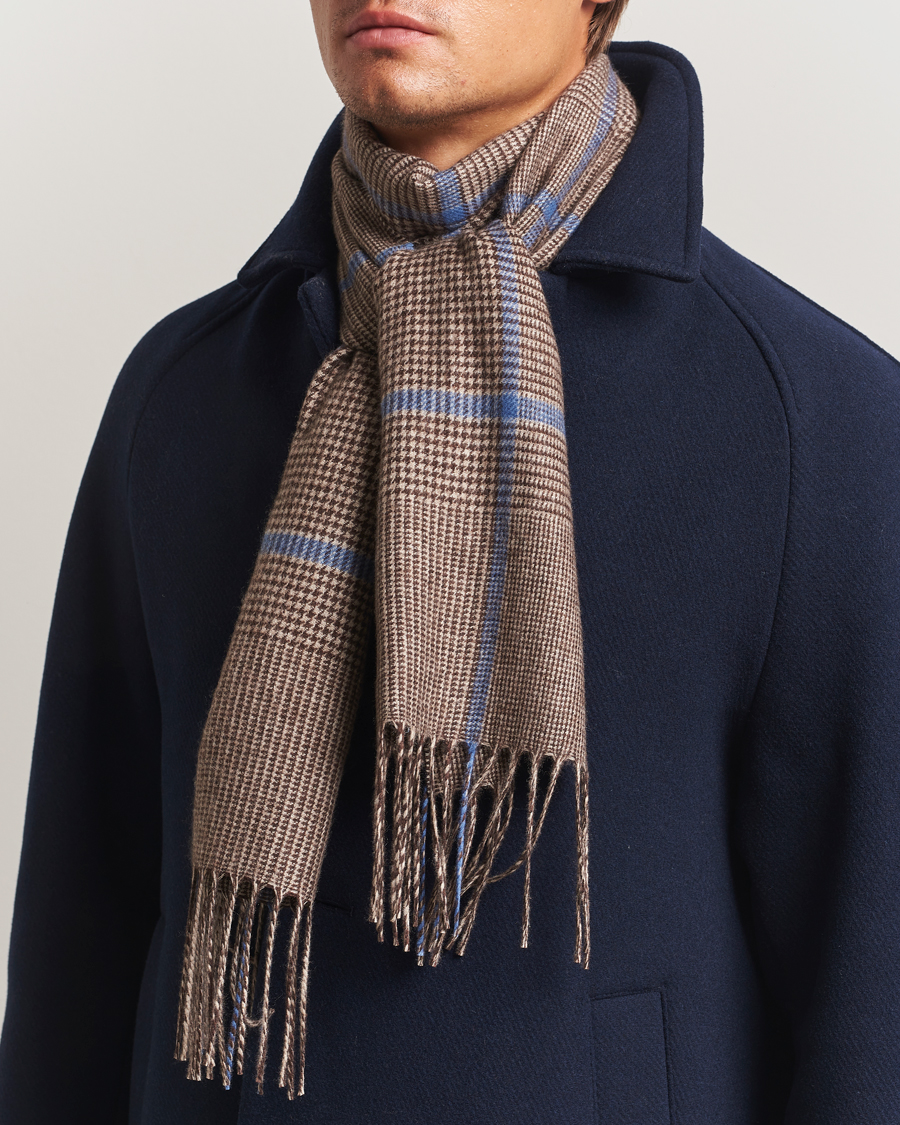 Uomini | Piacenza Cashmere Cashmere/Silk Overcheck Scarf Brown | Piacenza Cashmere | Cashmere/Silk Overcheck Scarf Brown