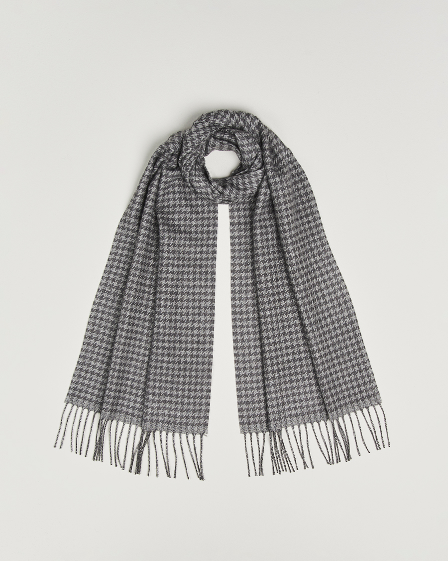 Uomini | Piacenza Cashmere Cashmere/Silk Houndstooth Scarf Light Grey | Piacenza Cashmere | Cashmere/Silk Houndstooth Scarf Light Grey