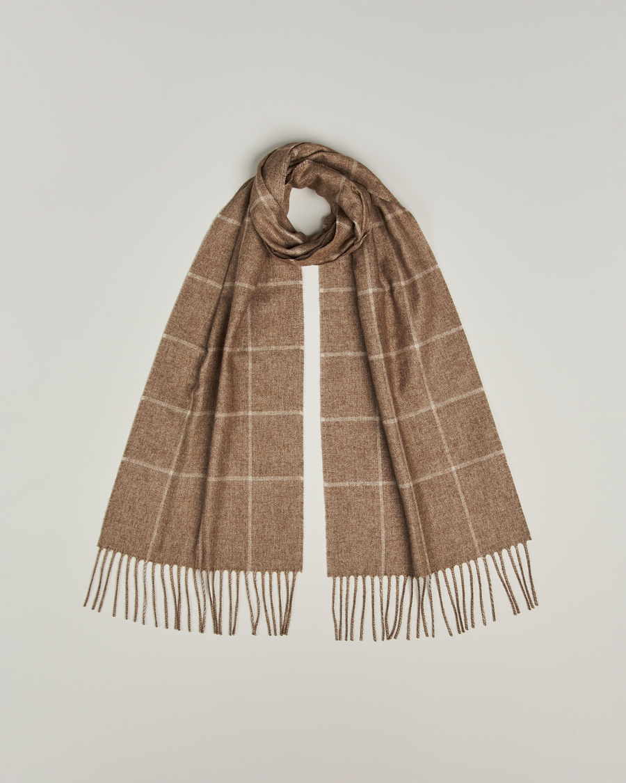 Uomini | Piacenza Cashmere Cashmere/Silk Window Pane Scarf Beige | Piacenza Cashmere | Cashmere/Silk Window Pane Scarf Beige