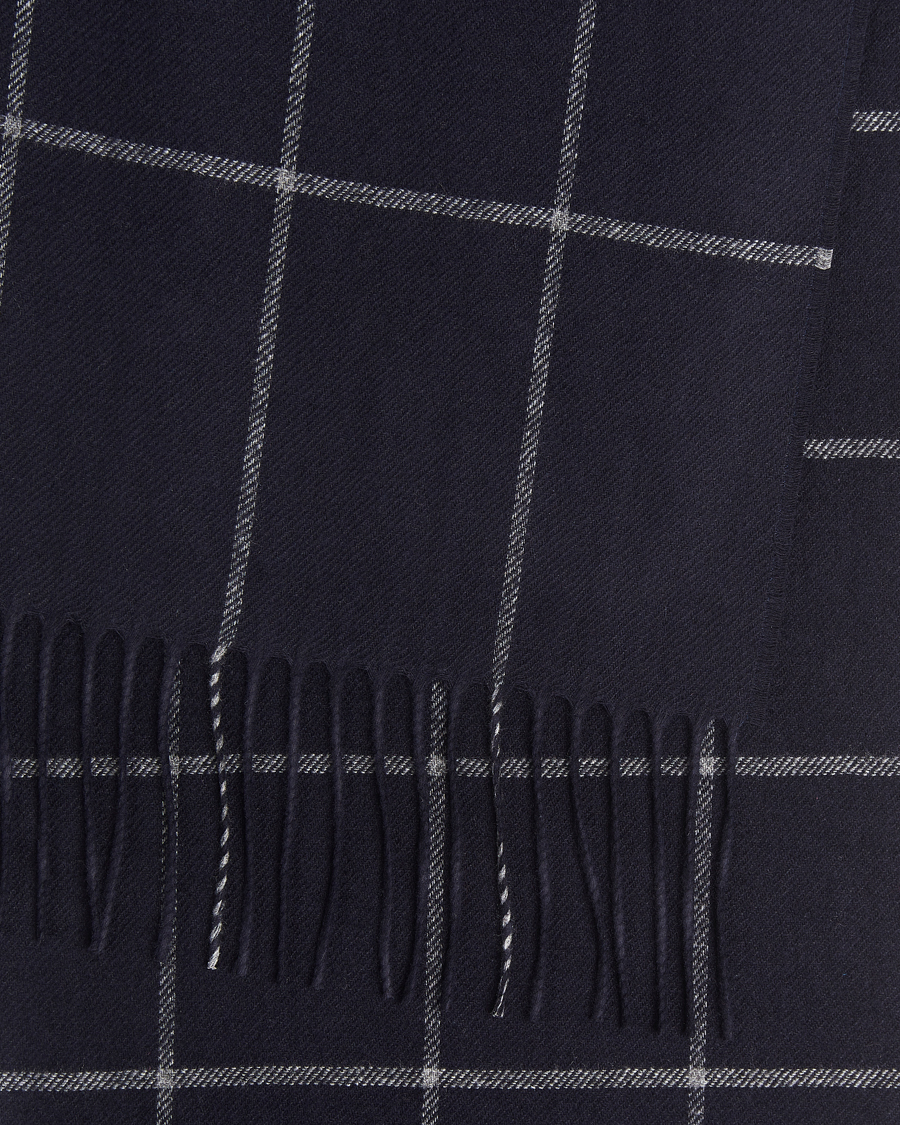 Uomini | Piacenza Cashmere Cashmere/Silk Window Pane Scarf Navy | Piacenza Cashmere | Cashmere/Silk Window Pane Scarf Navy