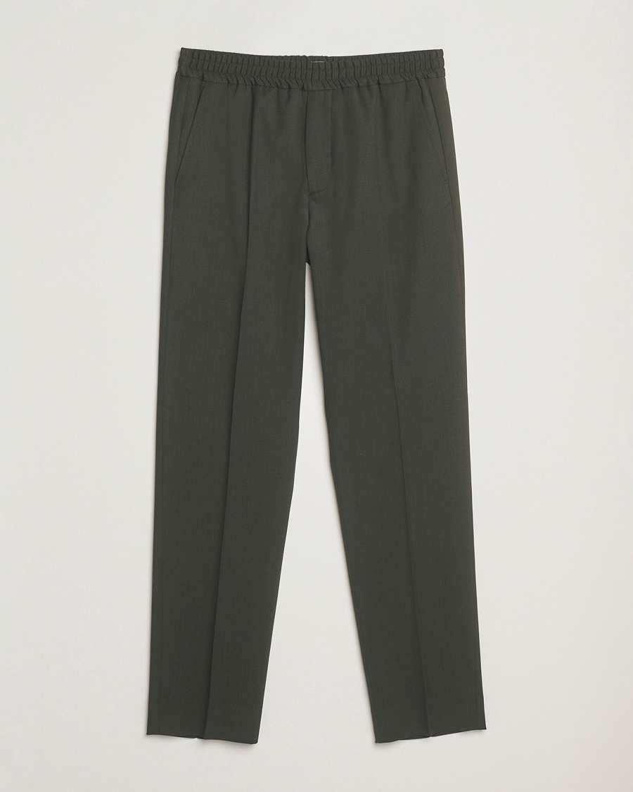 Uomini | Pantaloni | Filippa K | Theo Relaxed Wool Trousers Green Melange
