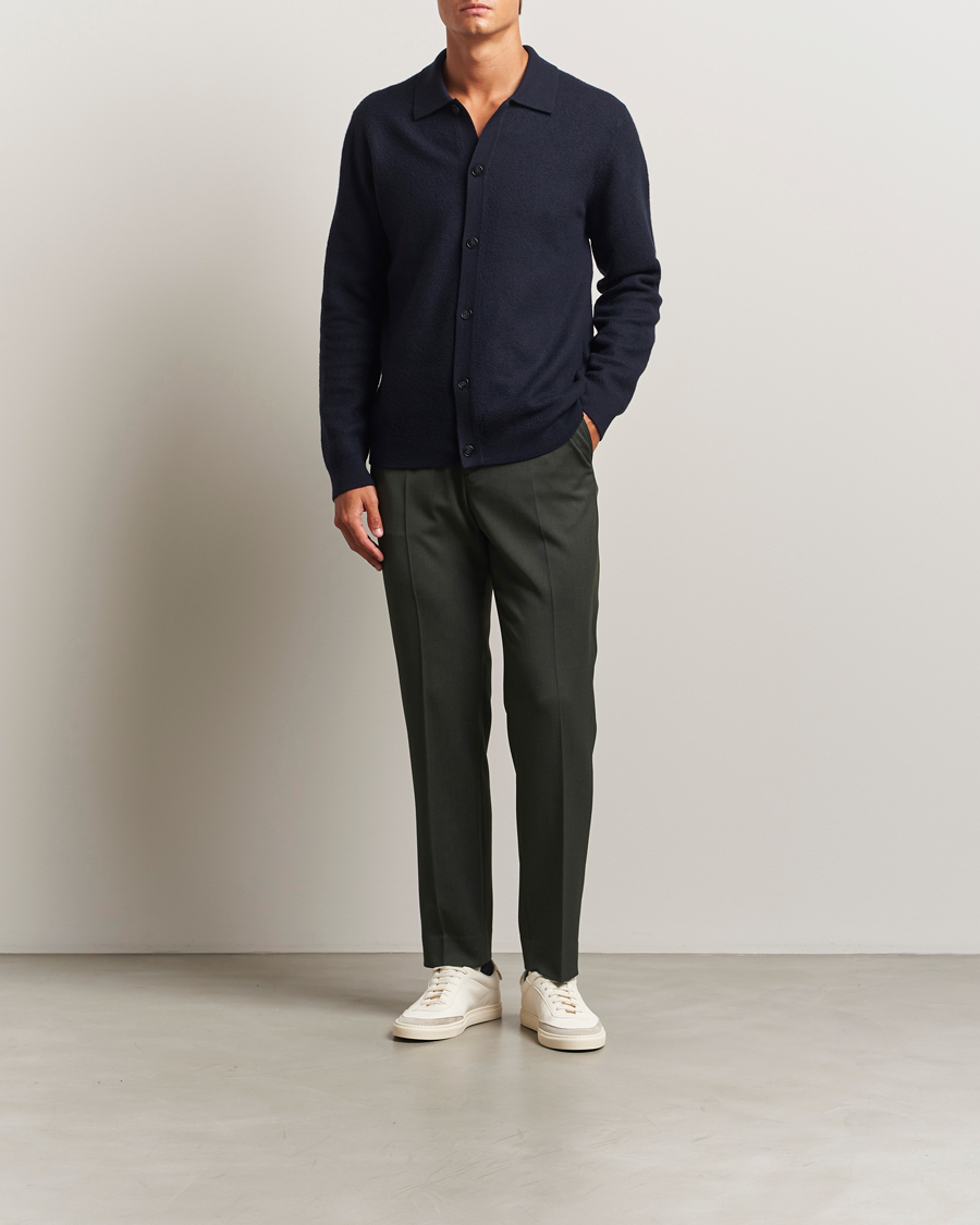 Uomini | Pantaloni | Filippa K | Theo Relaxed Wool Trousers Green Melange