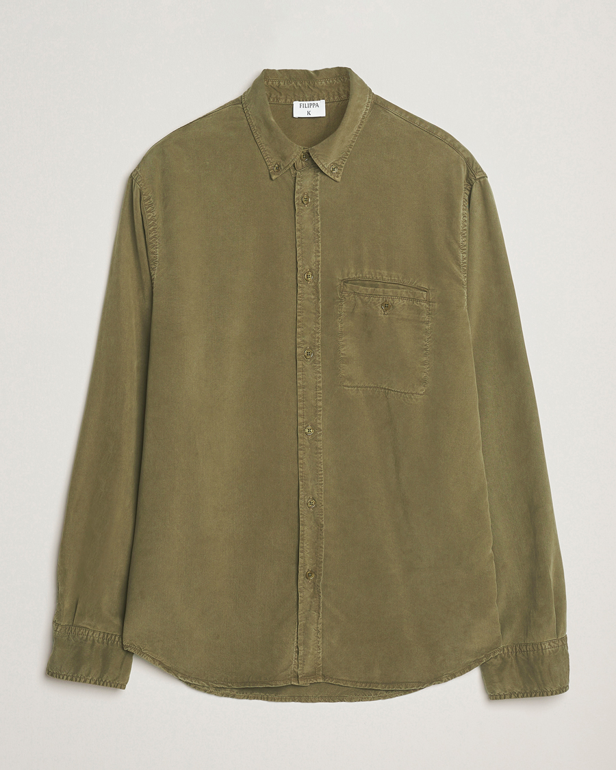 Uomini | Camicie | Filippa K | Zachary Lyocell Shirt Dark Olive