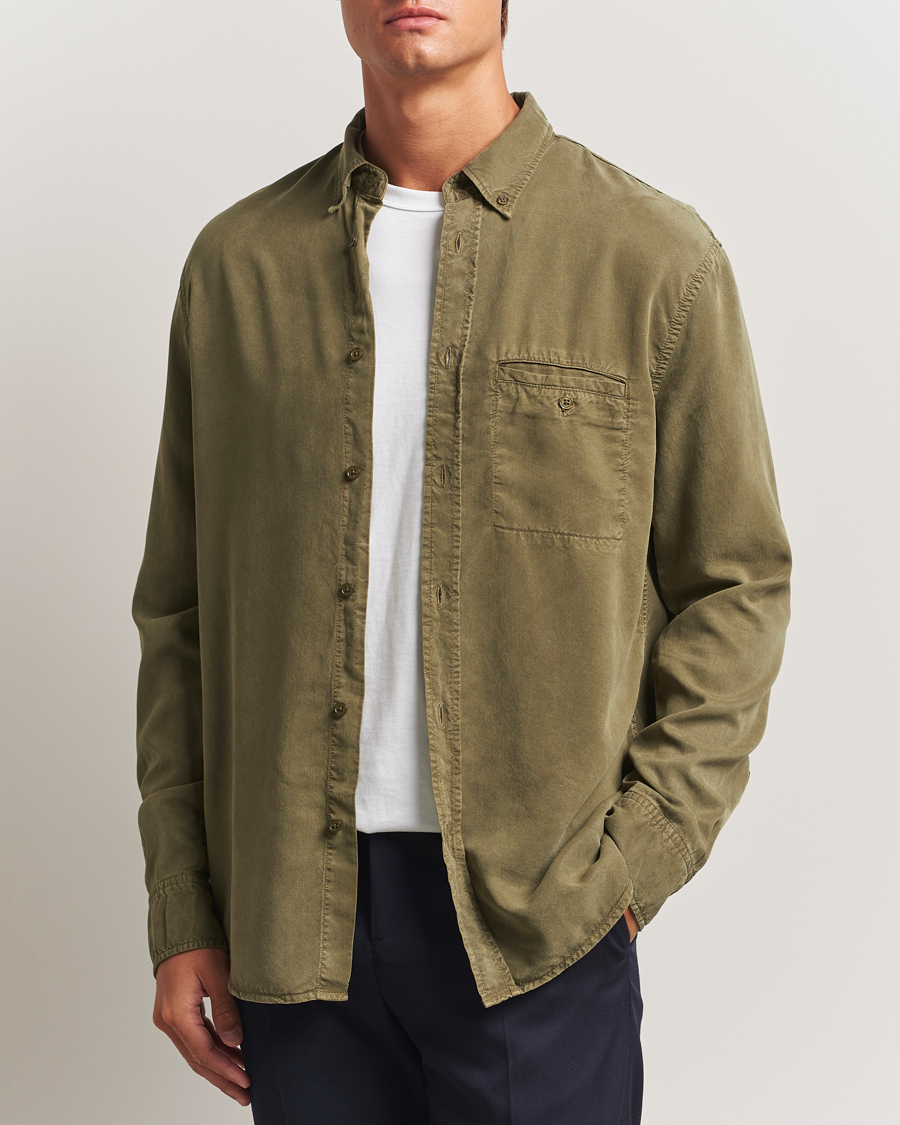 Uomini | Camicie | Filippa K | Zachary Lyocell Shirt Dark Olive