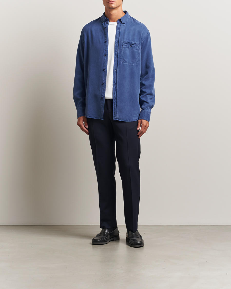 Uomini | Camicie | Filippa K | Zachary Lyocell Shirt Royal Navy