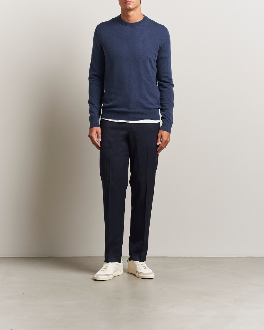 Uomini | Maglieria | Filippa K | Cotton Merino Knitted Sweater Dusk Blue