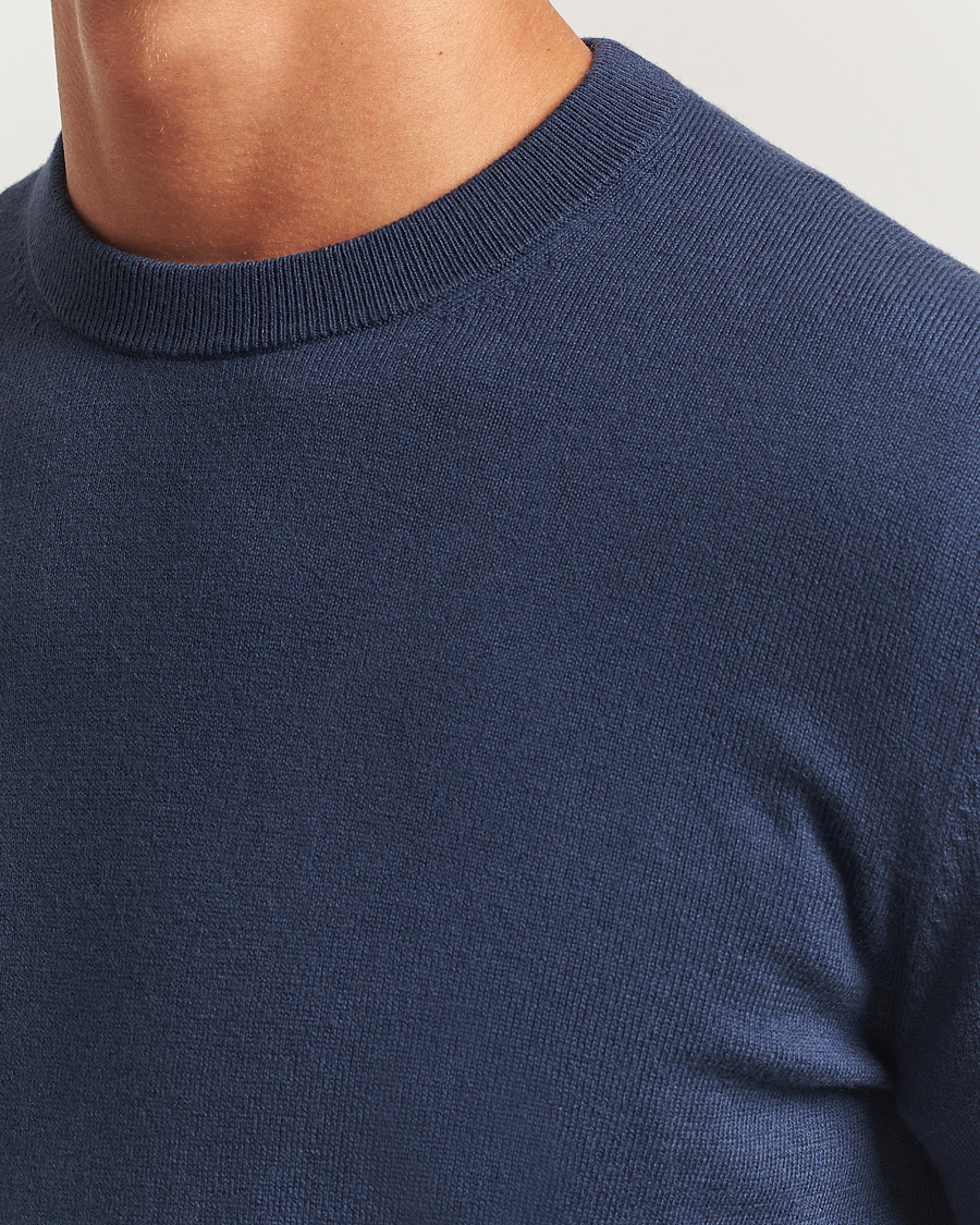 Uomini | Maglieria | Filippa K | Cotton Merino Knitted Sweater Dusk Blue