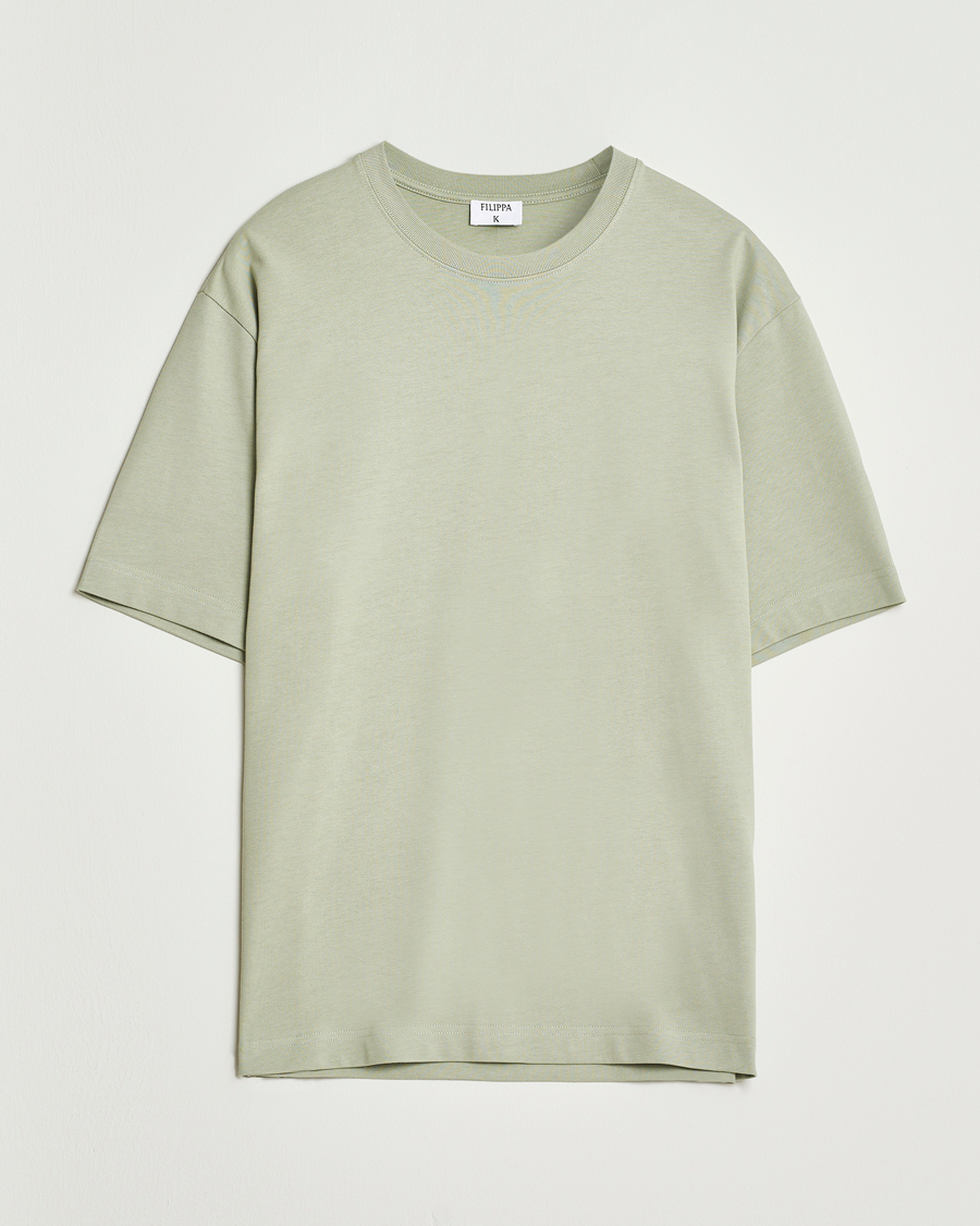 Uomini | T-shirt | Filippa K | Heavy Cotton Crew Neck T-Shirt Faded Green Grey