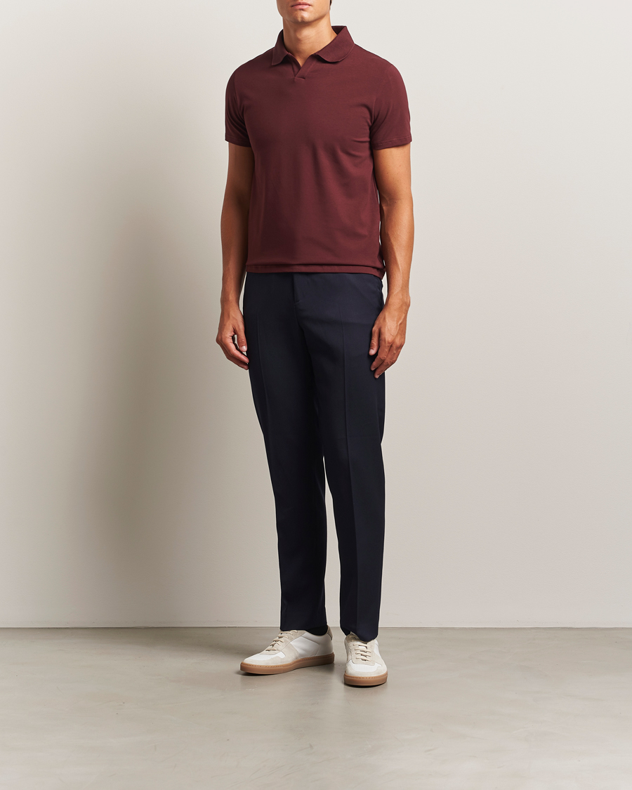 Uomini | Polo | Filippa K | Soft Lycra Polo T-Shirt Burgundy
