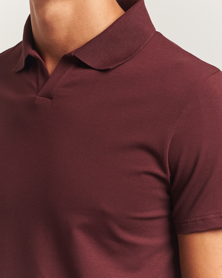 Uomini | Polo | Filippa K | Soft Lycra Polo T-Shirt Burgundy