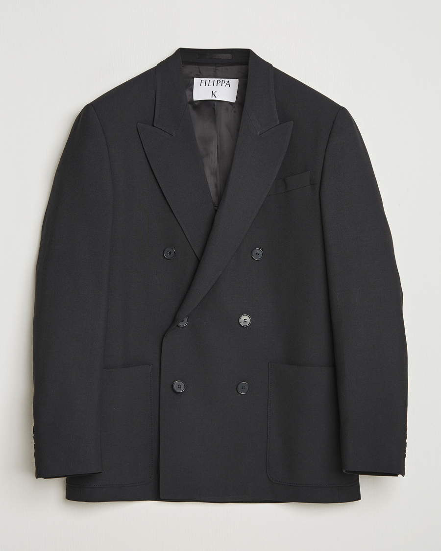 Uomini | Blazers | Filippa K | Michael Wool Double Breasted Blazer Black