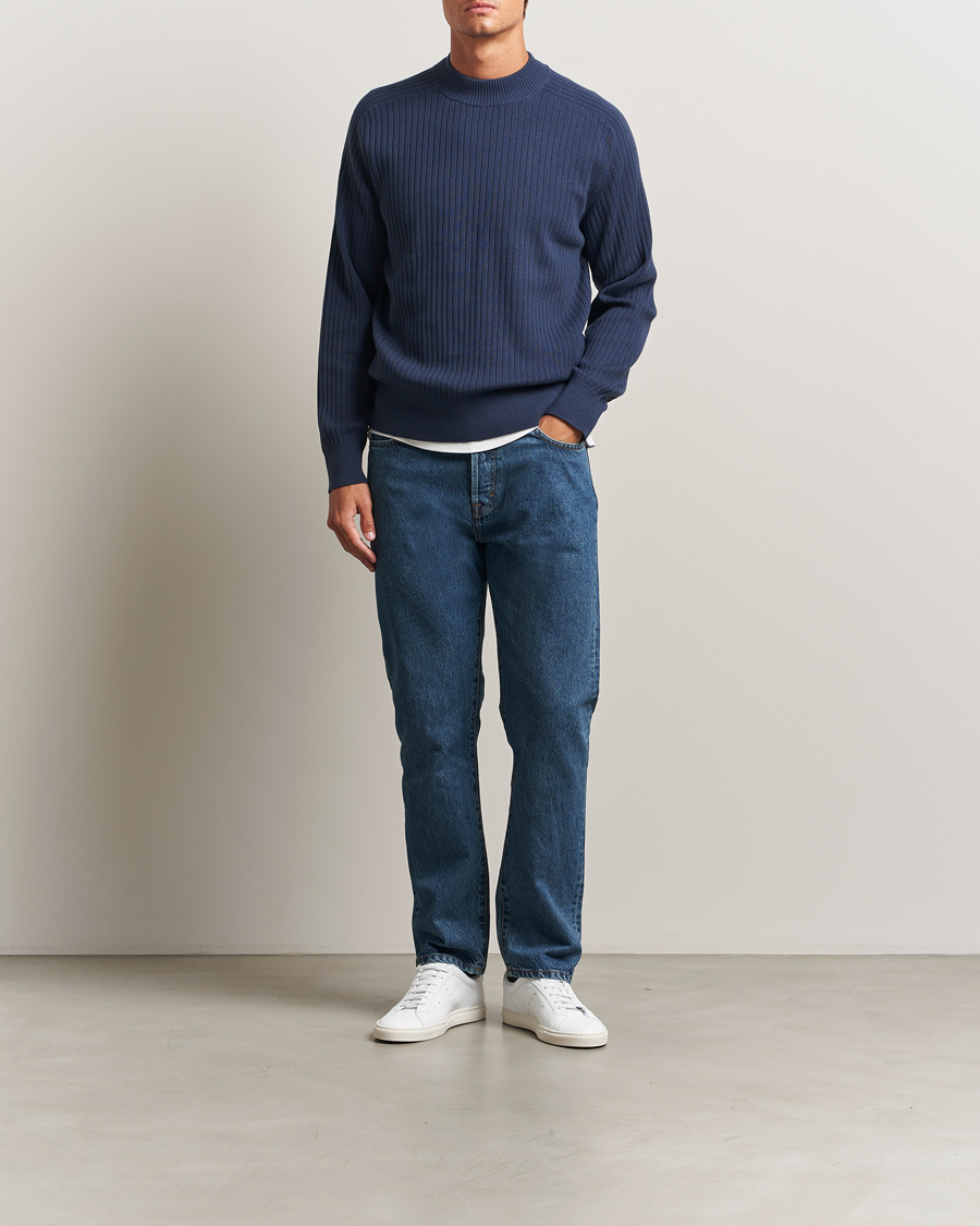 Uomini | Pantaloni | Filippa K | Tapered Cropped Jeans Washed Mid Blue