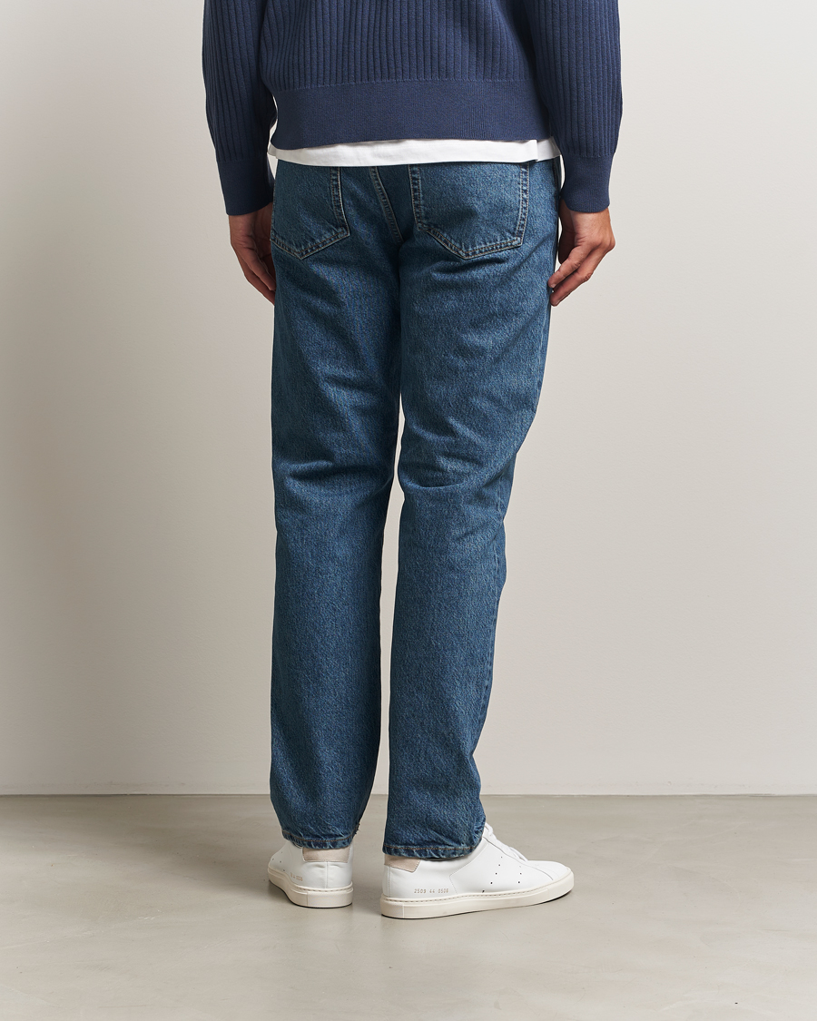 Uomini | Pantaloni | Filippa K | Tapered Cropped Jeans Washed Mid Blue