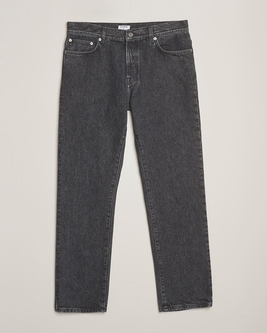 Uomini | Pantaloni | Filippa K | Tapered Cropped Jeans Washed Black
