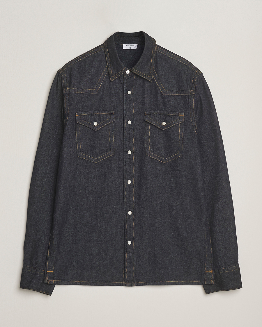 Uomini | Camicie | Filippa K | Western Denim Shirt Rinsed Blue Wash