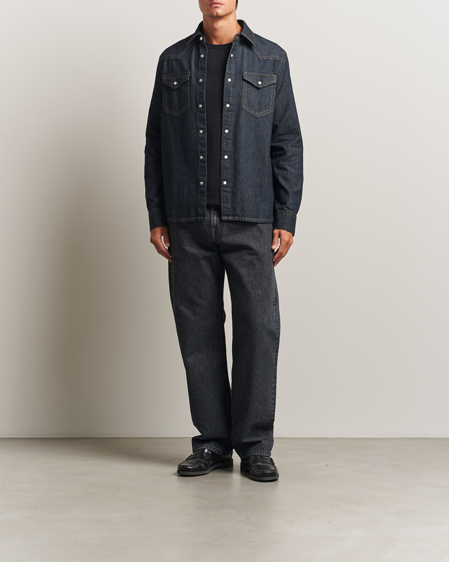 Uomini | Camicie | Filippa K | Western Denim Shirt Rinsed Blue Wash