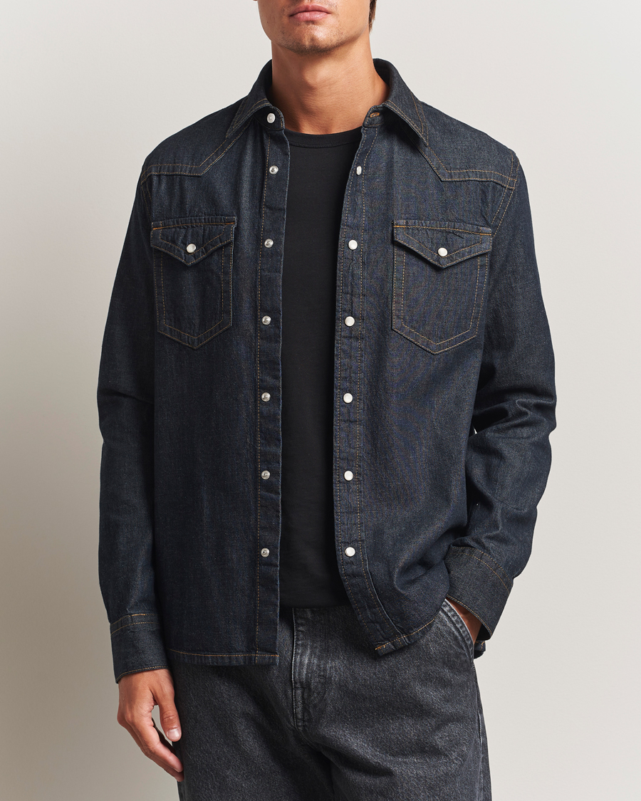 Uomini | Camicie | Filippa K | Western Denim Shirt Rinsed Blue Wash