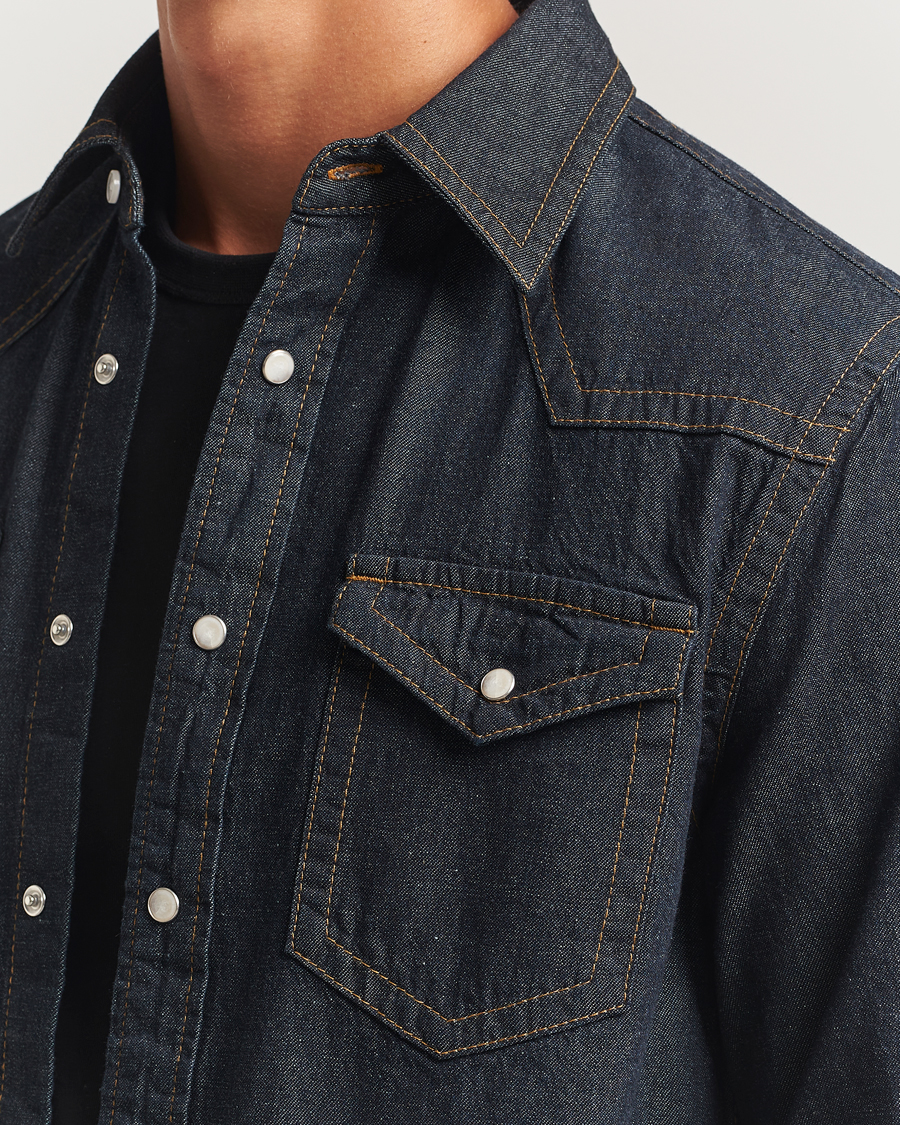 Uomini | Camicie | Filippa K | Western Denim Shirt Rinsed Blue Wash