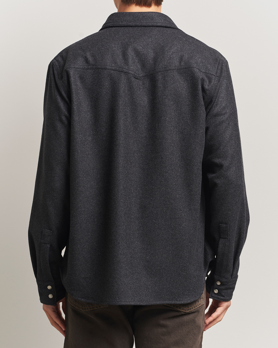 Uomini | Camicie | Filippa K | Western Wool Shirt Anthracite Melange