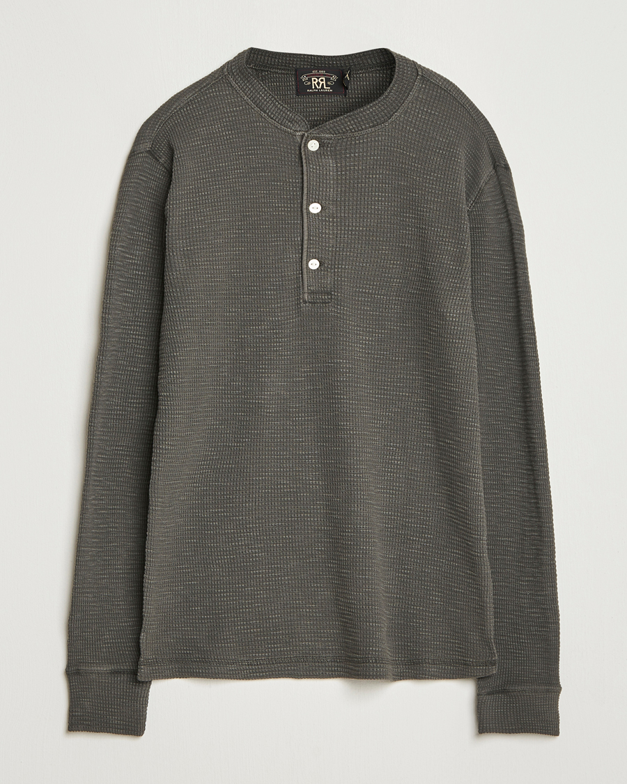 Uomini | T-shirt | RRL | Long Sleeve Henley Faded Black