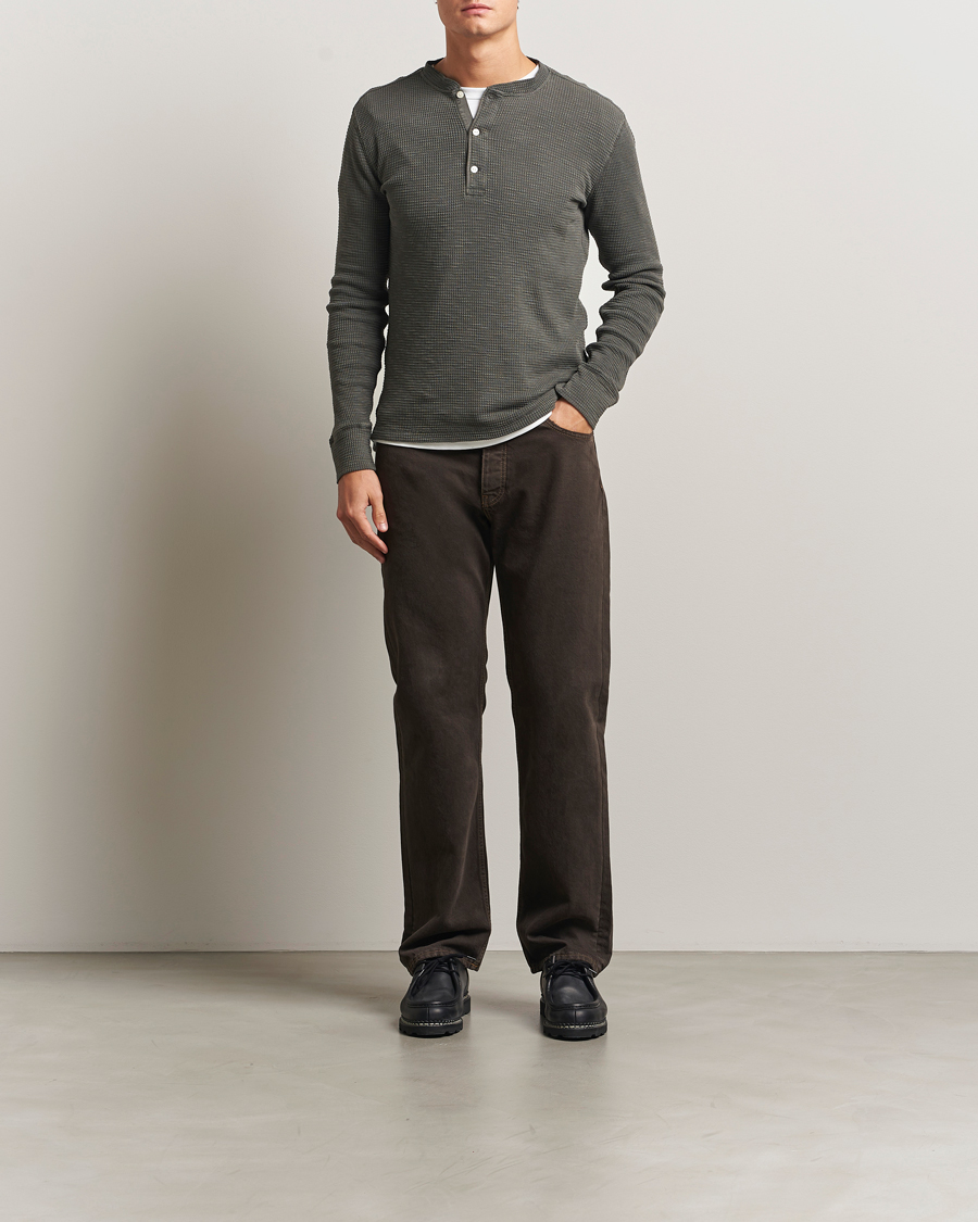 Uomini | T-shirt | RRL | Long Sleeve Henley Faded Black