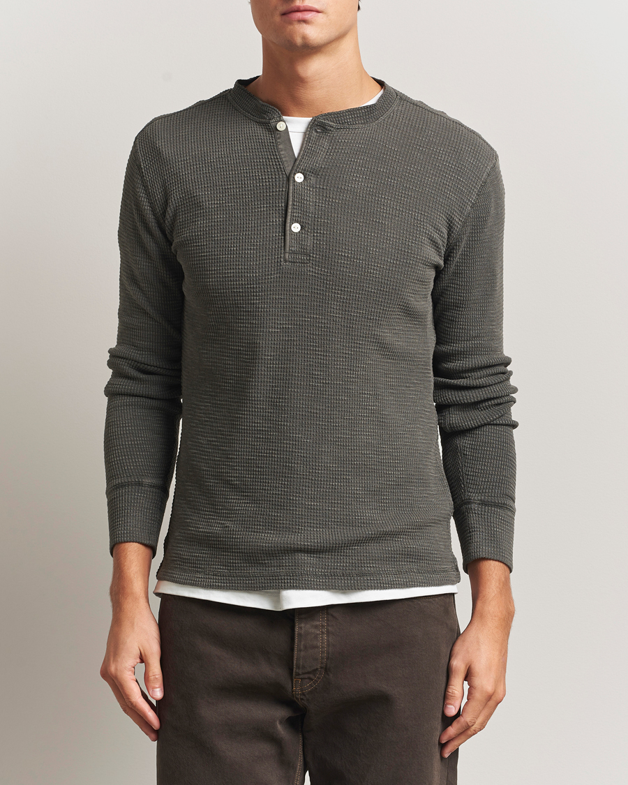 Uomini | T-shirt | RRL | Long Sleeve Henley Faded Black