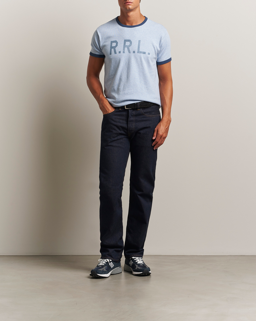 Uomini | T-shirt | RRL | Stencil Ringer T-Shirt Light Blue Heather