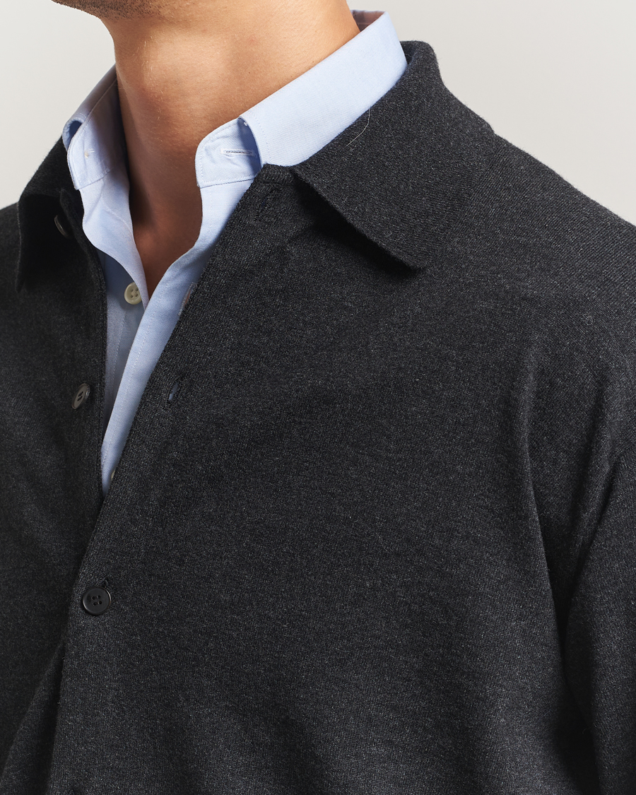 Uomini | Maglieria | Auralee | Wool Knit Shirt Cardigan Charcoal