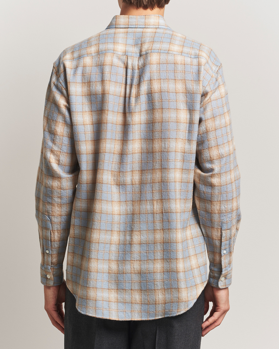 Uomini | Camicie | Auralee | Airy Wool Check Shirt Blue/Beige