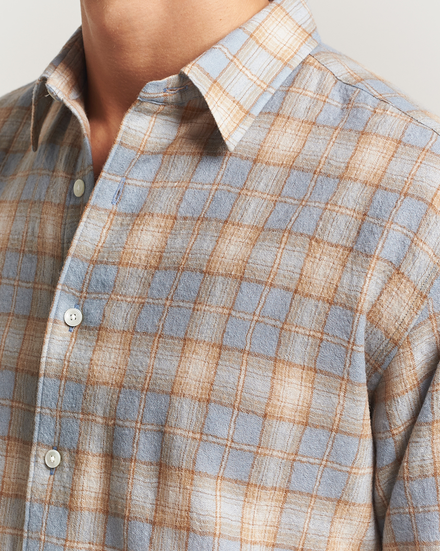 Uomini | Camicie | Auralee | Airy Wool Check Shirt Blue/Beige