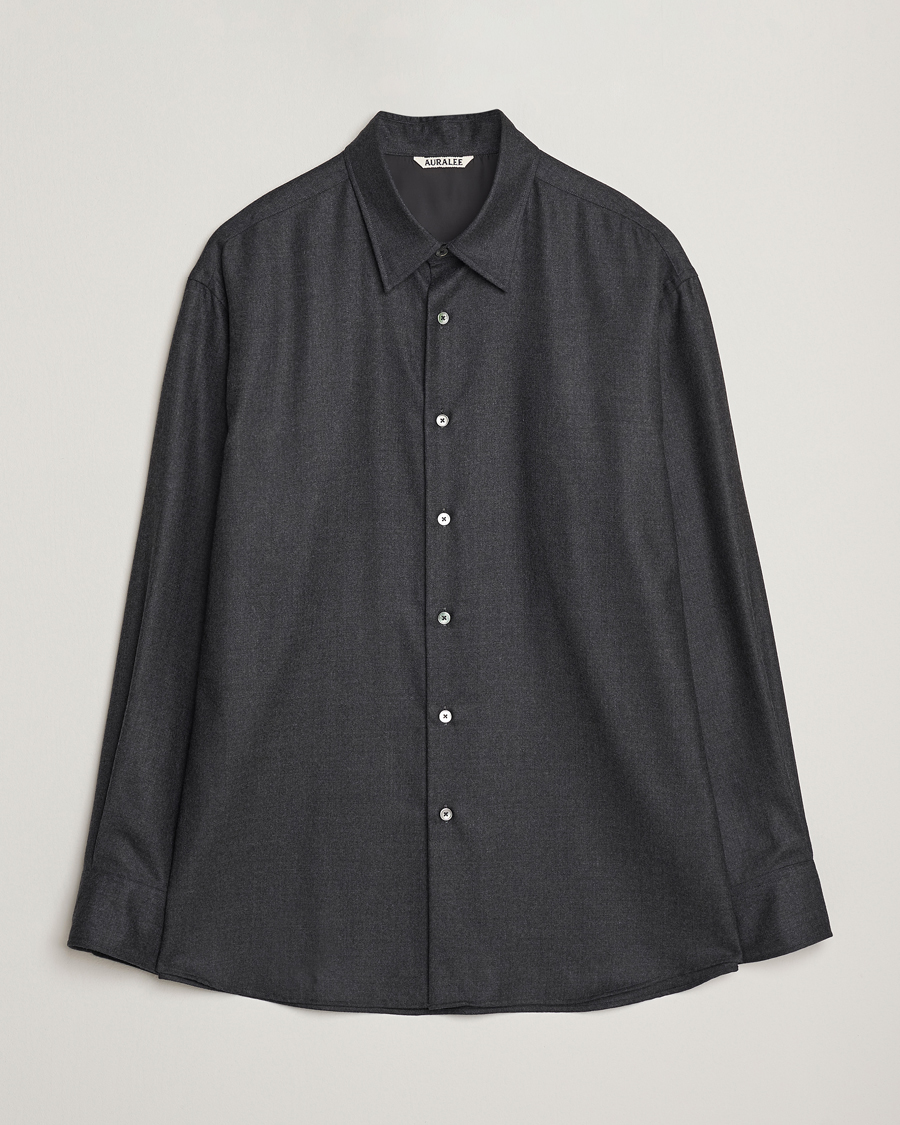 Uomini | Camicie | Auralee | Superligt Flannel Shirt Charcoal