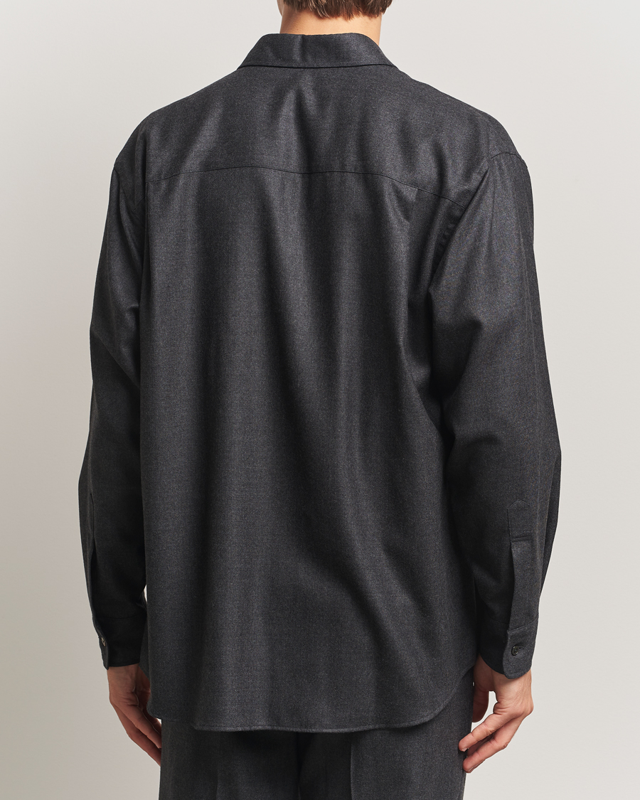 Uomini | Camicie | Auralee | Superligt Flannel Shirt Charcoal