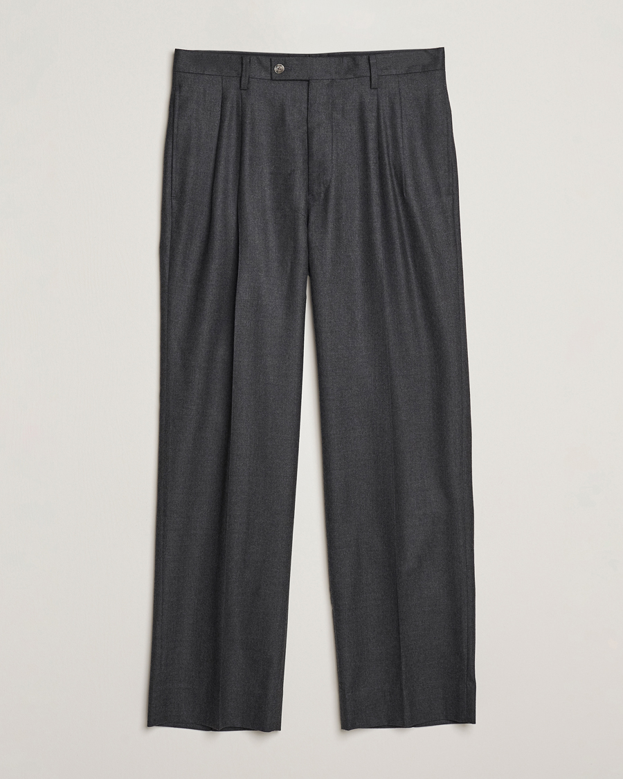 Uomini | Pantaloni | Auralee | Superlight Flannel Slacks Charcoal
