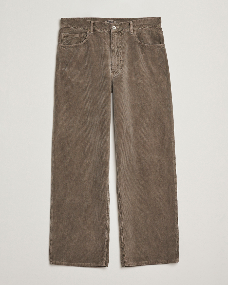 Uomini | Pantaloni | Auralee | Dyed Corduroy 5-Pocket Pants Olive