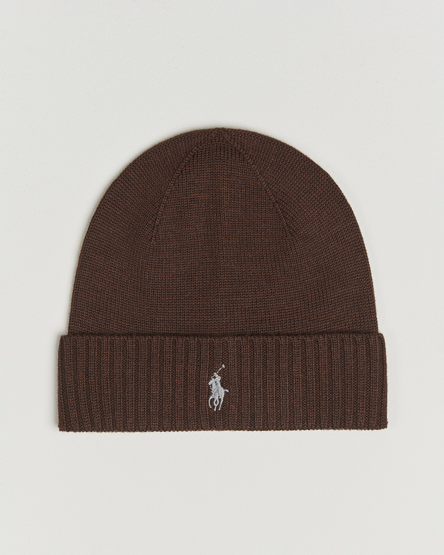Uomini | Polo Ralph Lauren Merino Beanie Brown Melange | Polo Ralph Lauren | Merino Beanie Brown Melange