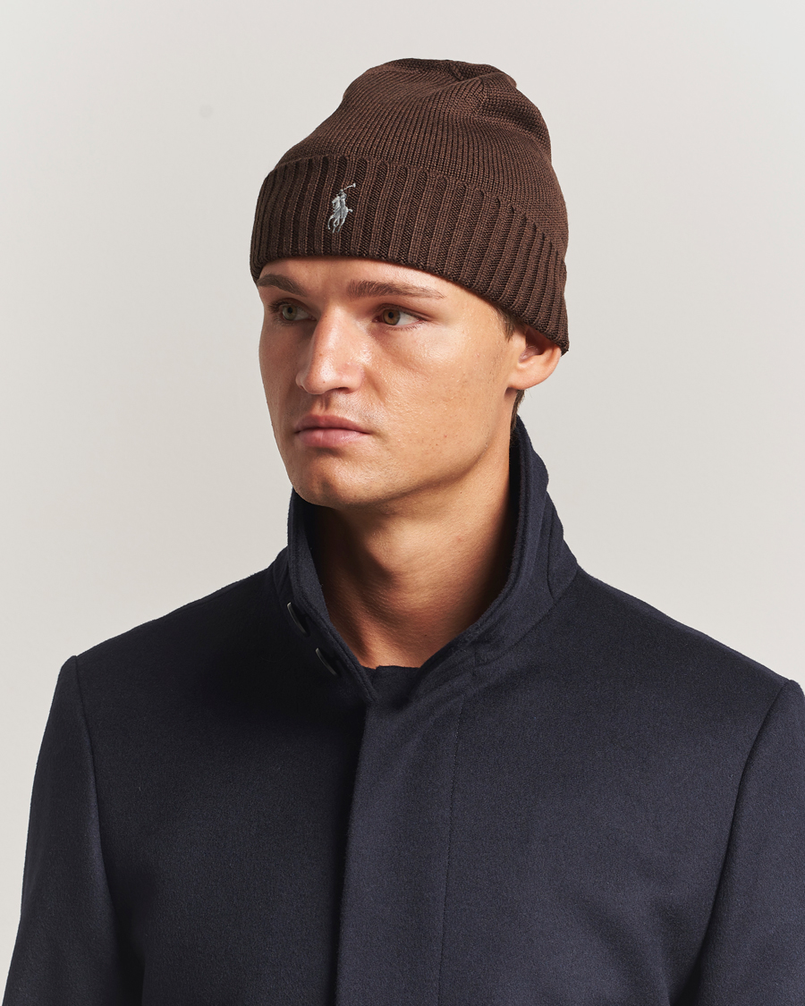 Uomini | Polo Ralph Lauren Merino Beanie Brown Melange | Polo Ralph Lauren | Merino Beanie Brown Melange