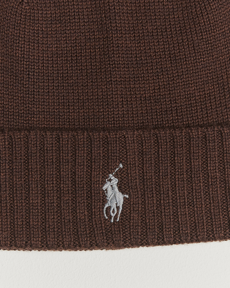 Uomini | Polo Ralph Lauren Merino Beanie Brown Melange | Polo Ralph Lauren | Merino Beanie Brown Melange