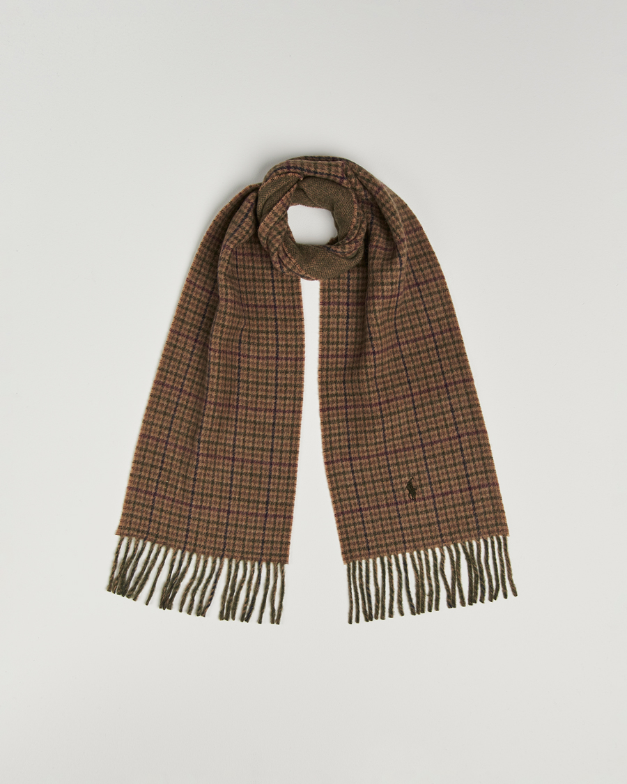 Uomini | Polo Ralph Lauren Wool Blend Scarf Olive Check | Polo Ralph Lauren | Wool Blend Scarf Olive Check