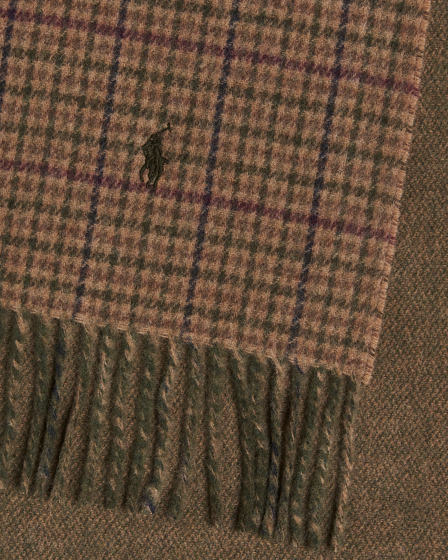 Uomini | Polo Ralph Lauren Wool Blend Scarf Olive Check | Polo Ralph Lauren | Wool Blend Scarf Olive Check